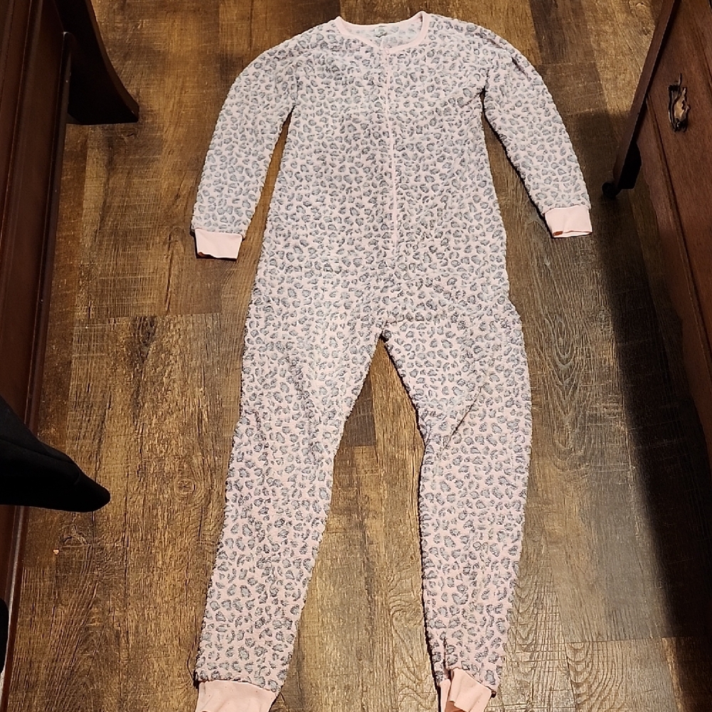 Pink and Gray Footies with Speckled Pattern and Full Coverage